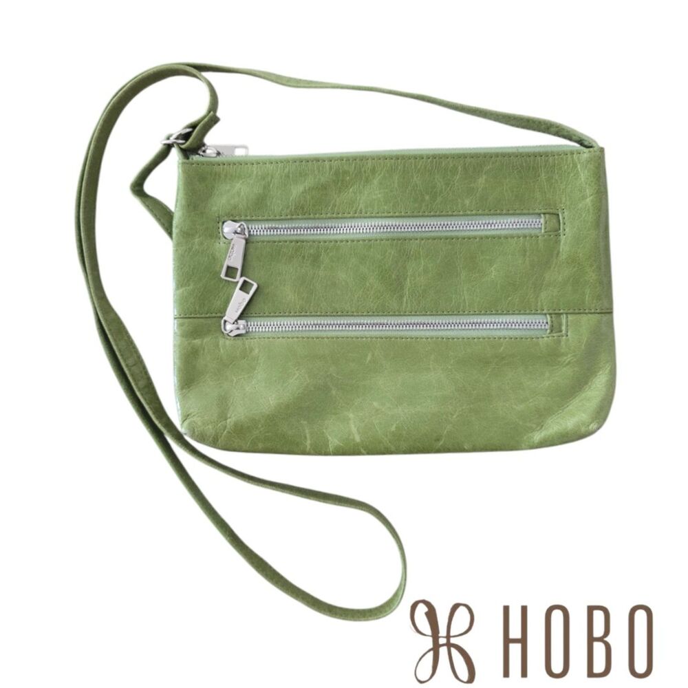 HOBO Billie International Mission Leather Crossbody Bag Olive Green Distressed